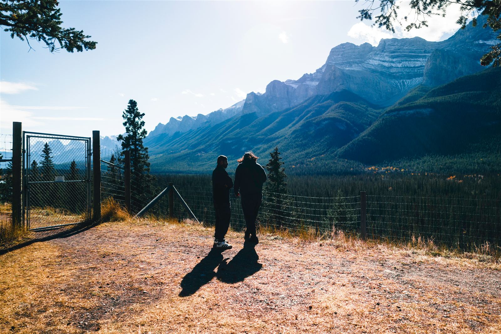 Twee mannen die wandelend praten in de natuur
